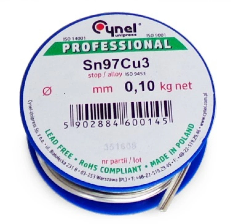 Spoiwo Cynel Sn97Cu3 do lutowania miedzi 100g