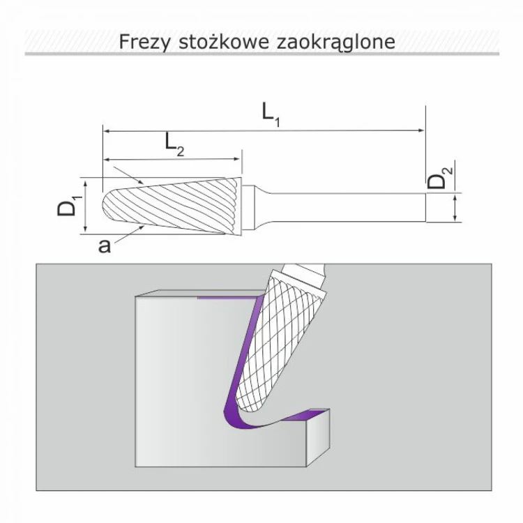 Frez stożkowy zaokrąglony L102506