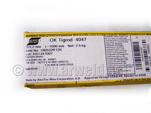 Drut TIG do aluminium AlSi12 fi 3,2 1kg OK Tigrod 4047