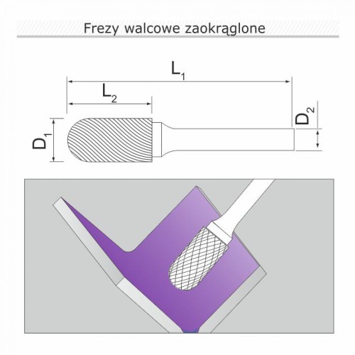 Frez walcowy zaokrąglony C082006