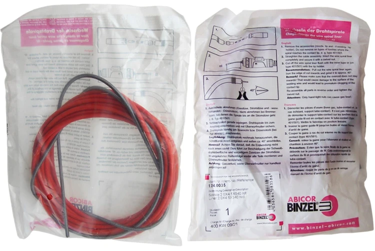 Prowadnik na drut 1,0-1,2mm czerwony Binzel 5,3m