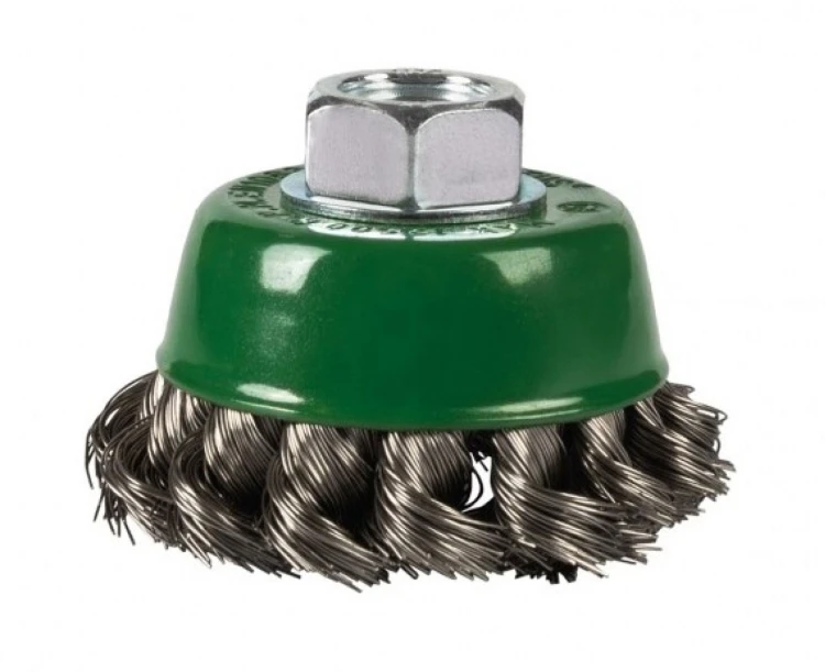 Szczotka doczołowa z nakrętką M14 INOX splot