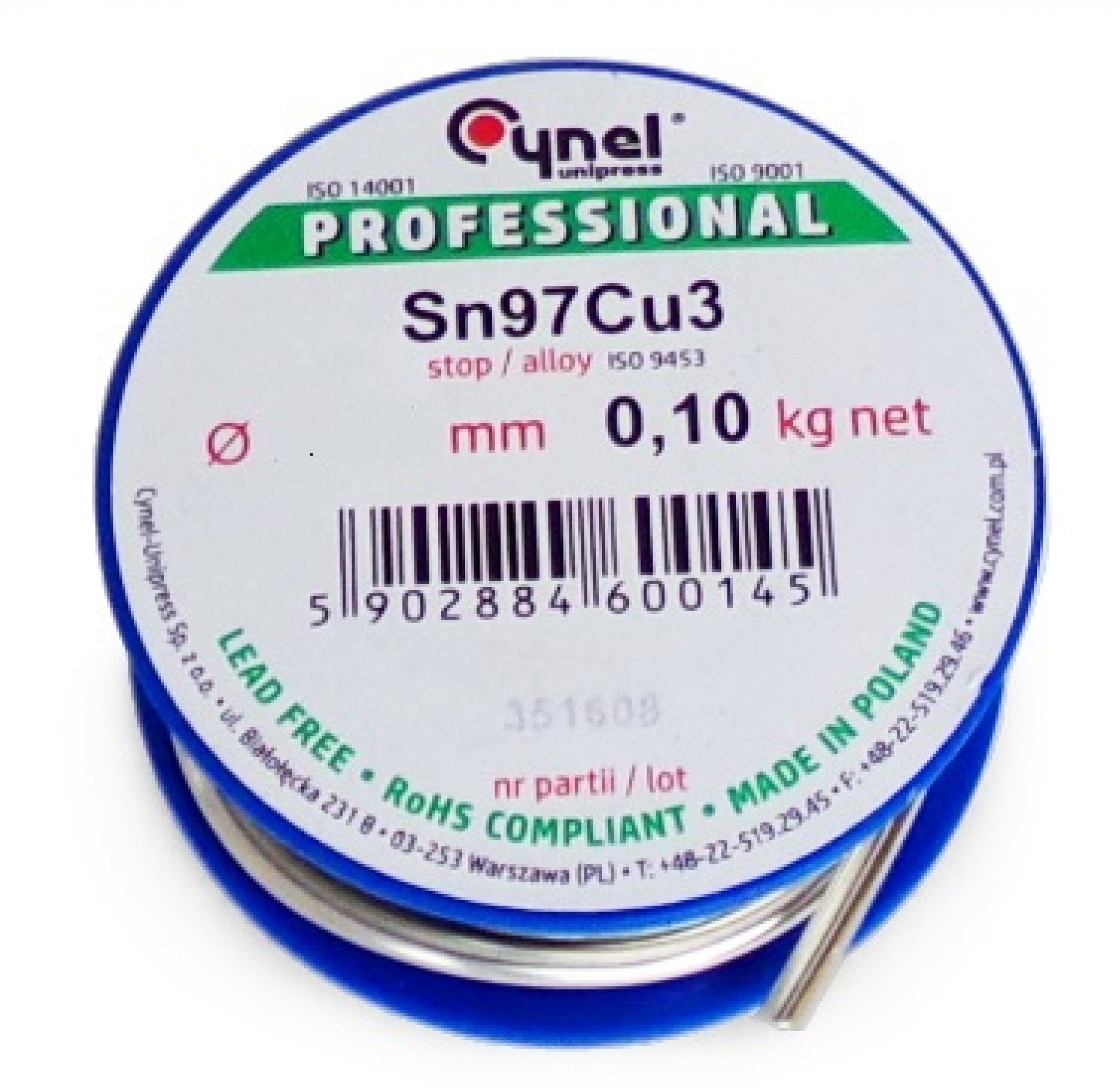 Spoiwo Cynel Sn97Cu3 do lutowania miedzi 100g