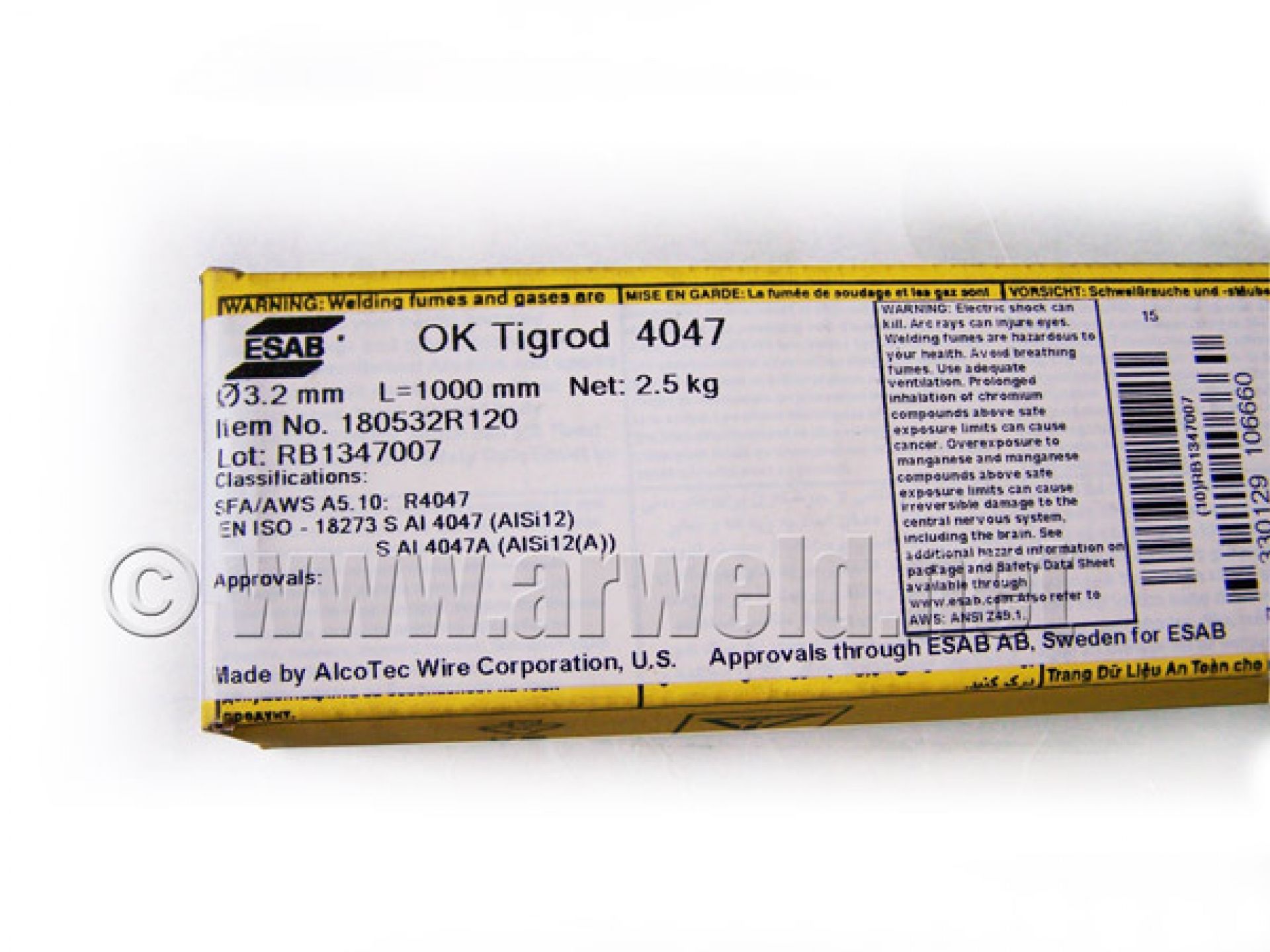 Drut TIG do aluminium AlSi12 fi 3,2 1kg OK Tigrod 4047