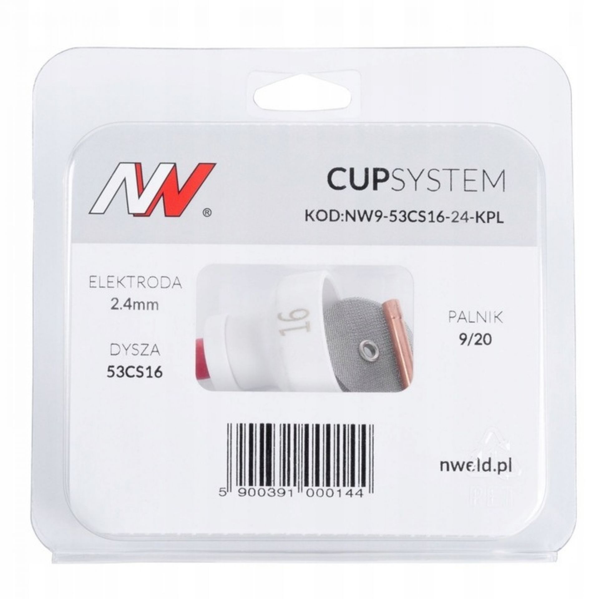 CUPSYSTEM zestaw TIG SR-9 2,4mm dysza kielich *16