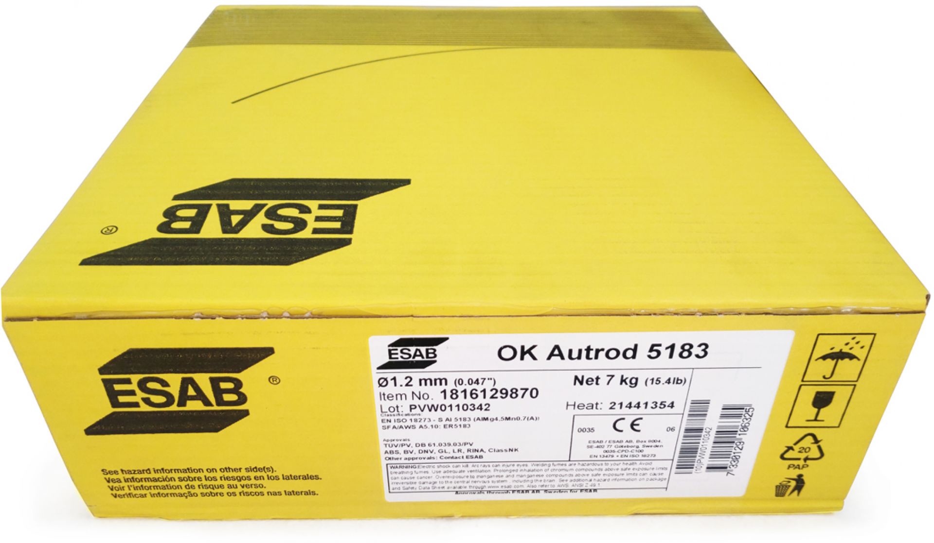 Drut do spawania aluminium AlMg4,5Mn  fi 1,2 7kg Esab OK Autrod 5183