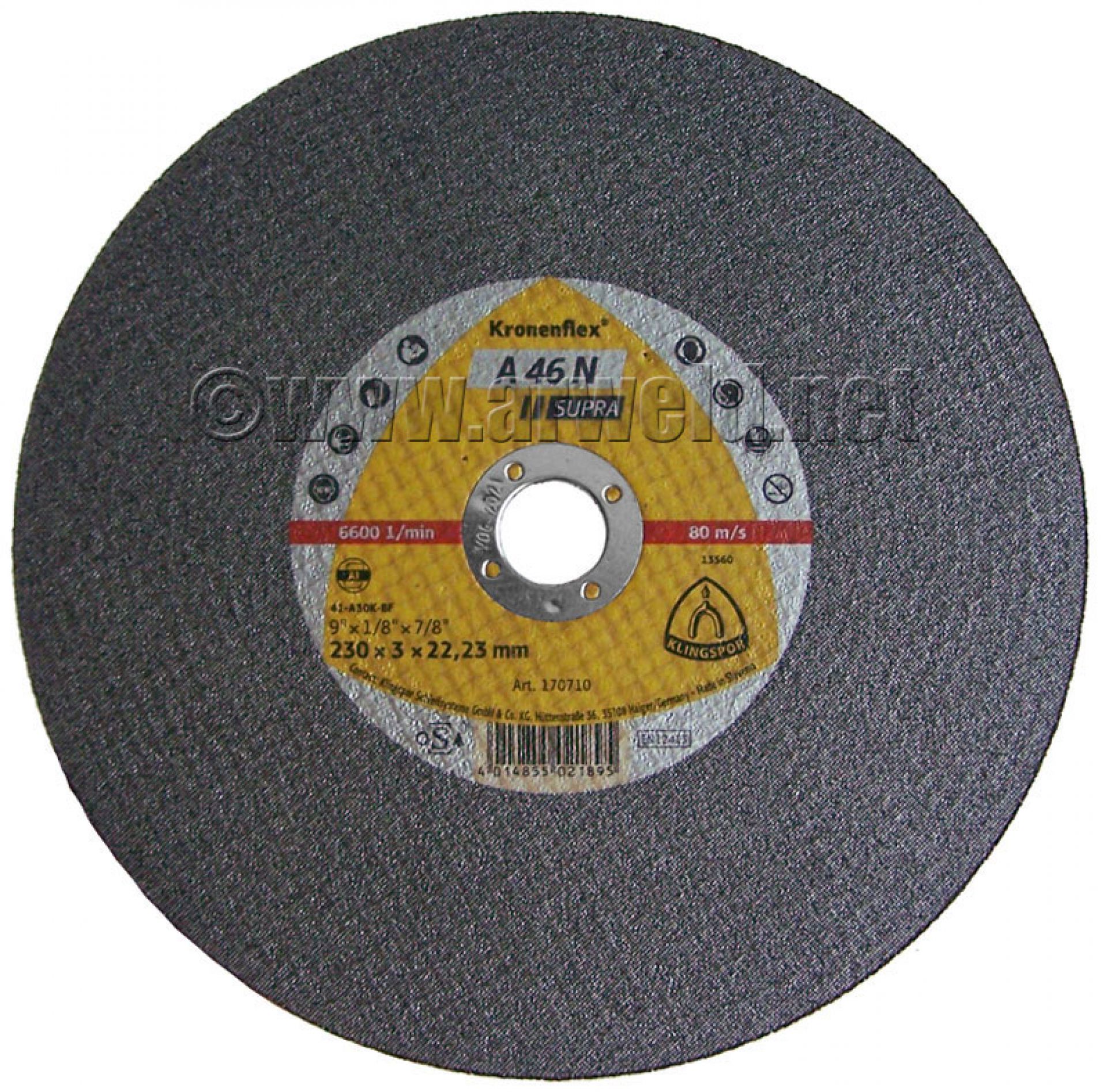 Tarcza do cięcia Klingspor 230x3,0x22 A46N Supra aluminium