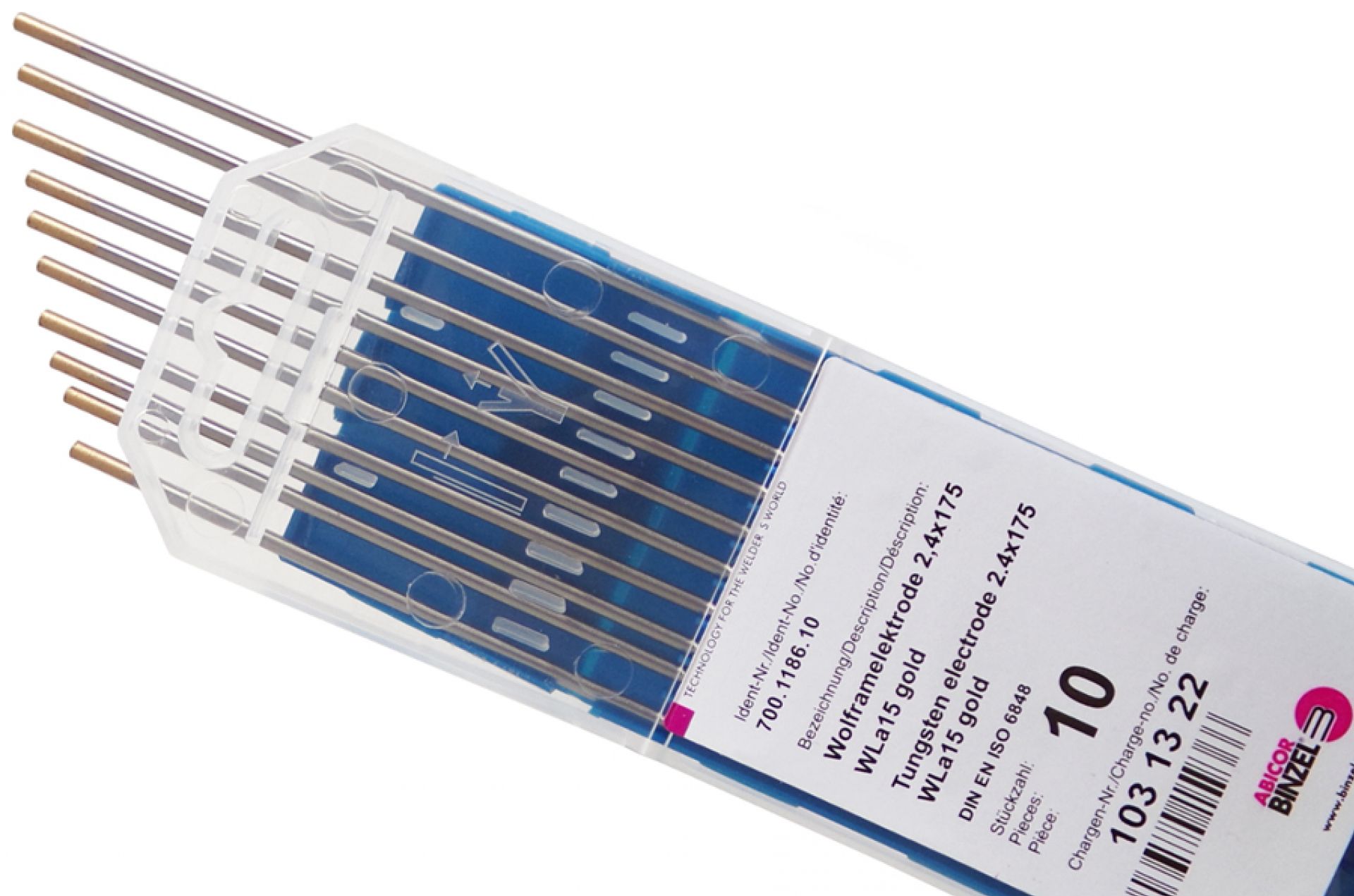 Elektrody wolframowe fi 2,4 WL15 złote Binzel