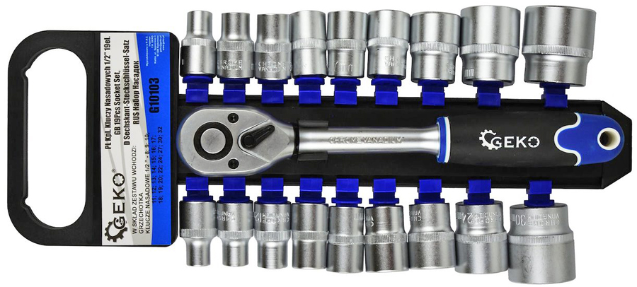 Zestaw kluczy nasadowych 19el. 1/2 G10103